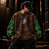Attack on Titan – Wings of Freedom | Waffle Knit Boxy Fit Sweatshirt | Brown & Neon Green | Inspired