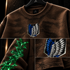 Attack on Titan – Wings of Freedom | Waffle Knit Boxy Fit Sweatshirt | Brown & Neon Green | Inspired